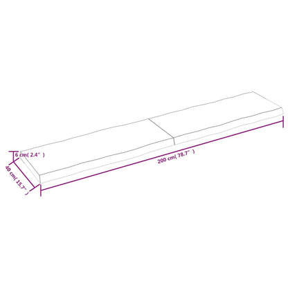 Bordsskiva massiv ek 200x40x(2-6) cm obehandlad levande kant