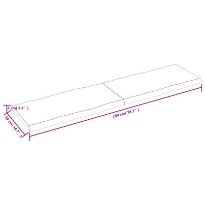 Bordsskiva massiv ek 200x50x(2-6) cm obehandlad levande kant