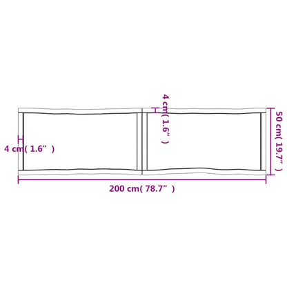 Bordsskiva massiv ek 200x50x(2-6) cm obehandlad levande kant