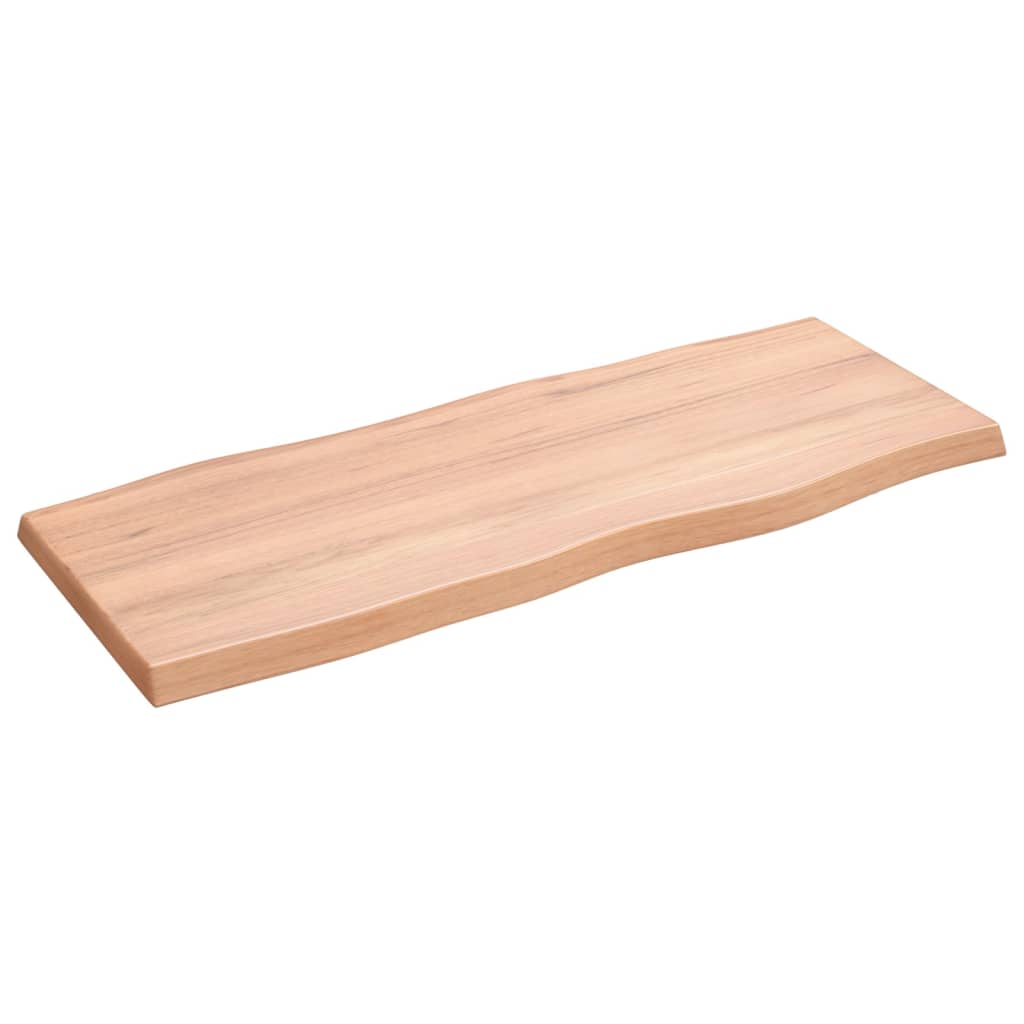 Pöytälevy vaaleanruskea 100x40x(2-4)cm massiivipuuta elävä reuna