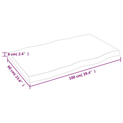 Pöytälevy vaaleanruskea 100x60x(2-6) cm massiivipuuta elävä reuna