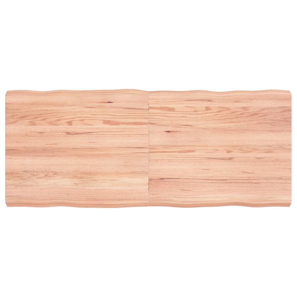 Pöytälevy vaaleanruskea 120x50x(2-6) cm massiivipuuta elävä reuna