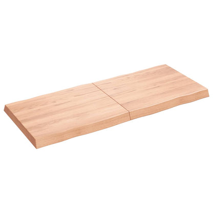 Pöytälevy vaaleanruskea 120x50x(2-6) cm massiivipuuta elävä reuna