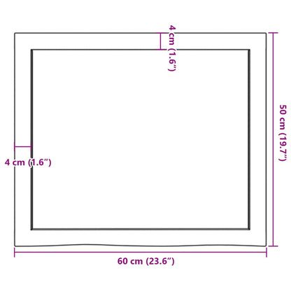 Bordsskiva massiv ek 60x50x(2-6) cm obehandlad