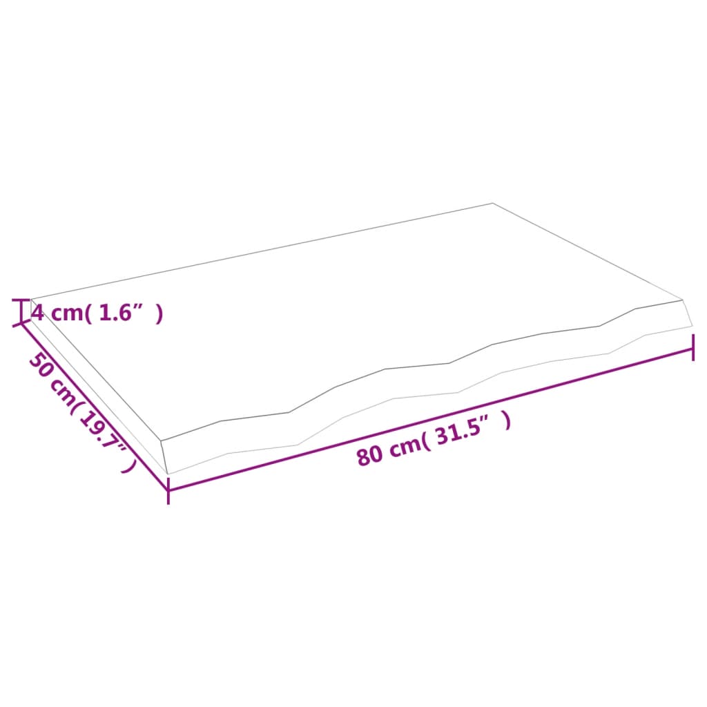 Bordsskiva massiv ek 80x50x(2-4) cm obehandlad