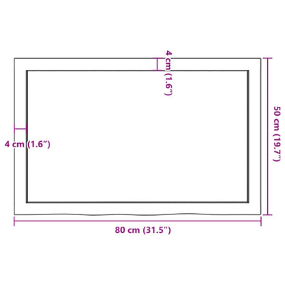 Bordsskiva massiv ek 80x50x(2-4) cm obehandlad