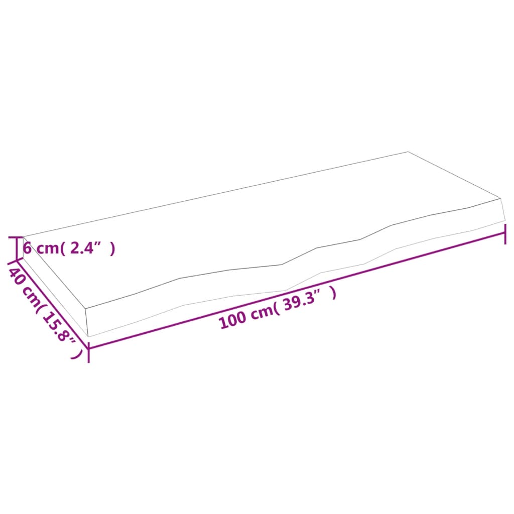 Pöytälevy 100x40x(2-6) cm käsittelemätöntä massiivitammea