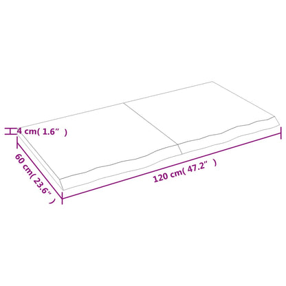 Pöytälevy 120x60x(2-4) cm käsittelemätöntä massiivitammea