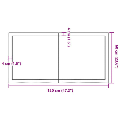 Pöytälevy 120x60x(2-4) cm käsittelemätöntä massiivitammea