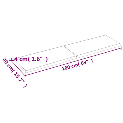 Pöytälevy 160x40x(2-4) cm käsittelemätöntä massiivitammea