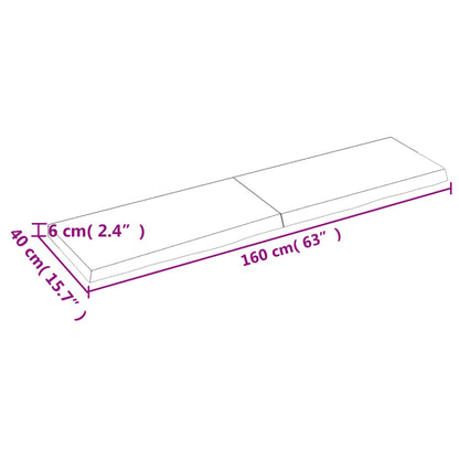 Pöytälevy 160x40x(2-6) cm käsittelemätöntä massiivitammea