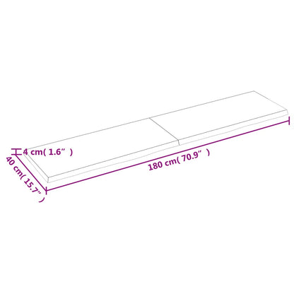 Pöytälevy 180x40x(2-4) cm käsittelemätöntä massiivitammea