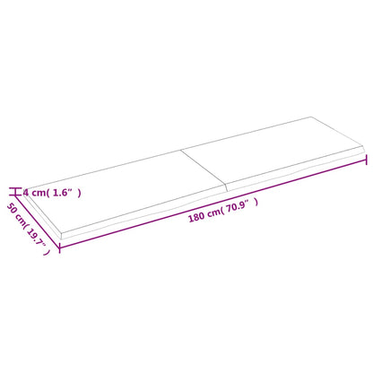 Pöytälevy 180x50x(2-4) cm käsittelemätöntä massiivitammea