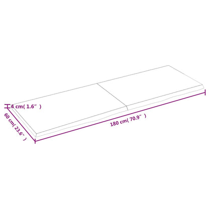 Pöytälevy 180x60x(2-4) cm käsittelemätöntä massiivitammea