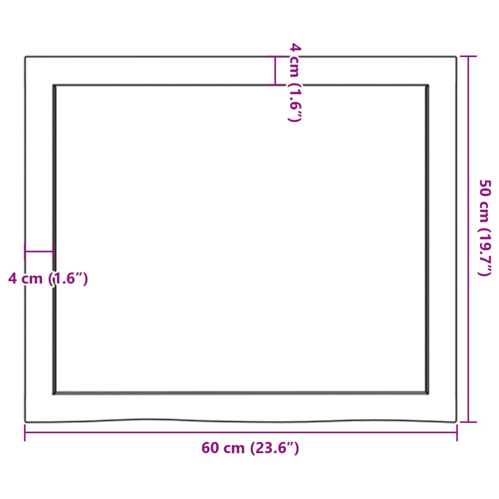 Bordsskiva massiv ek brun 60x50x(2-4) cm