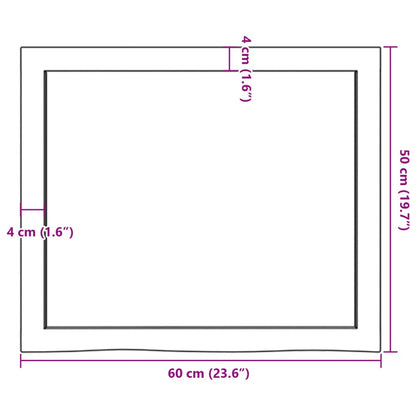 Bordsskiva massiv ek brun 60x50x(2-4) cm