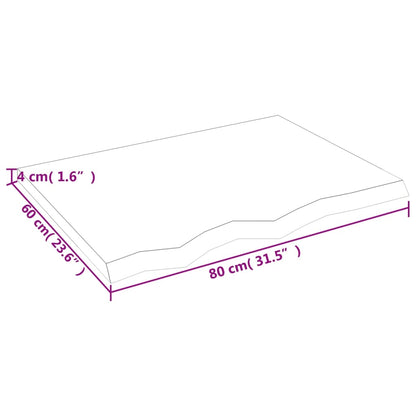 Bordsskiva massiv ek brun 80x60x(2-4) cm