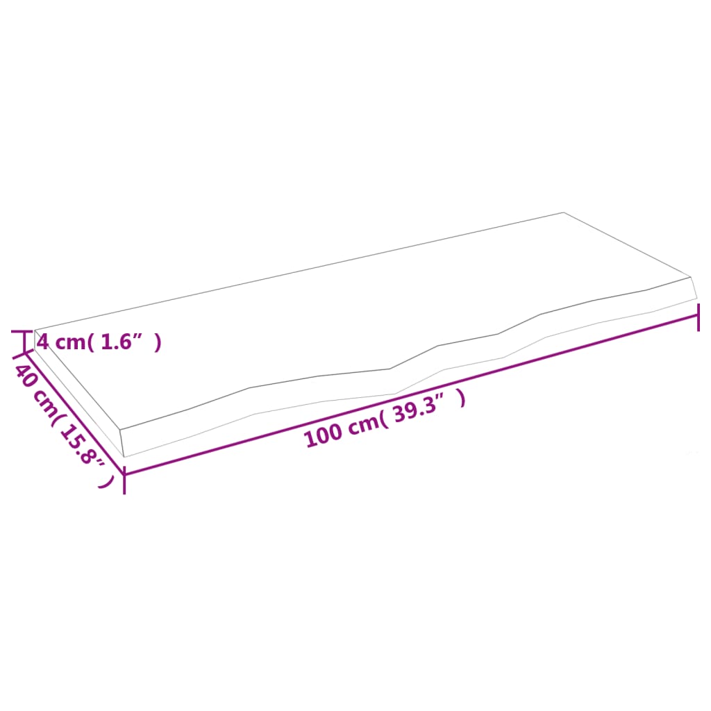 Bordsskiva massiv ek brun 100x40x(2-4) cm