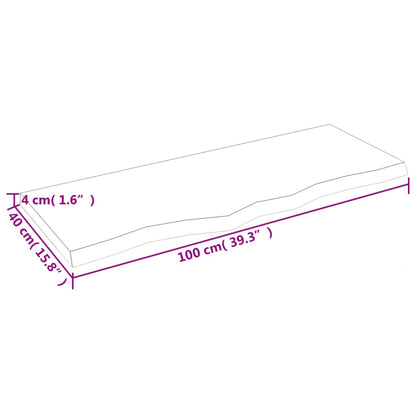 Bordsskiva massiv ek brun 100x40x(2-4) cm