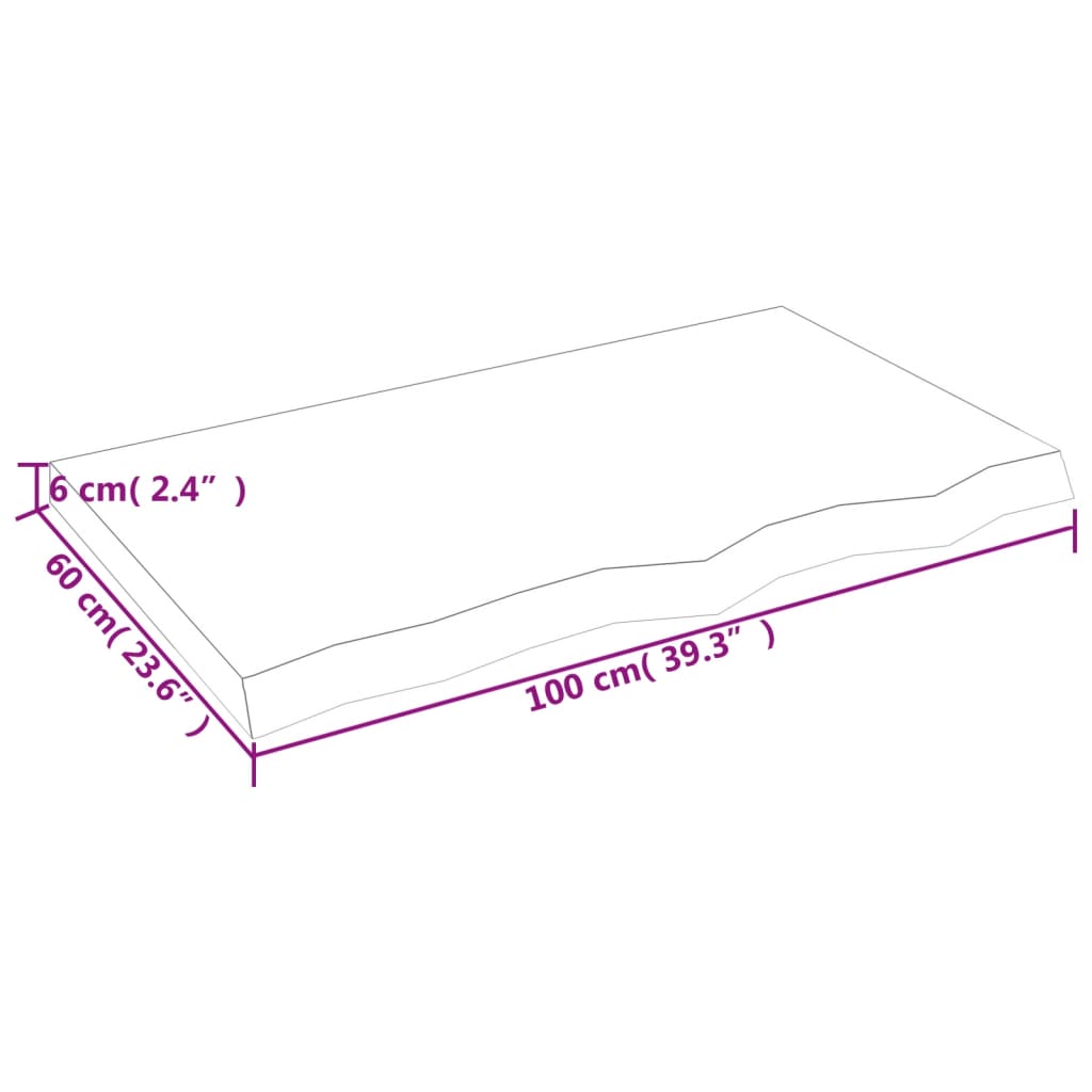 Bordsskiva massiv ek brun 100x60x(2-6) cm