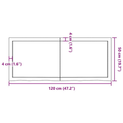 Bordsskiva massiv ek brun 120x50x(2-4) cm