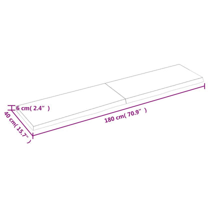 Bordsskiva massiv ek brun 180x40x(2-6) cm