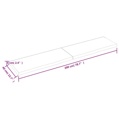 Bordsskiva massiv ek brun 200x40x(2-6) cm