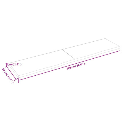 Bordsskiva massiv ek brun 220x40x(2-4) cm