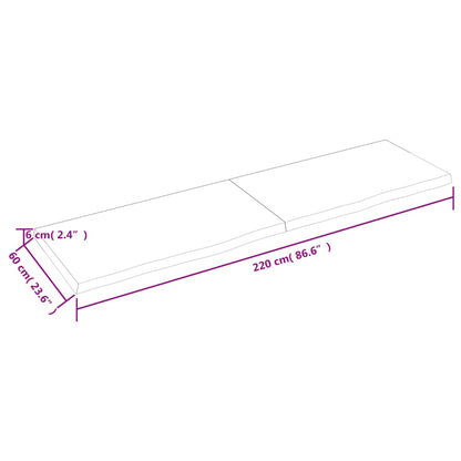 Bordsskiva massiv ek brun 220x60x(2-6) cm