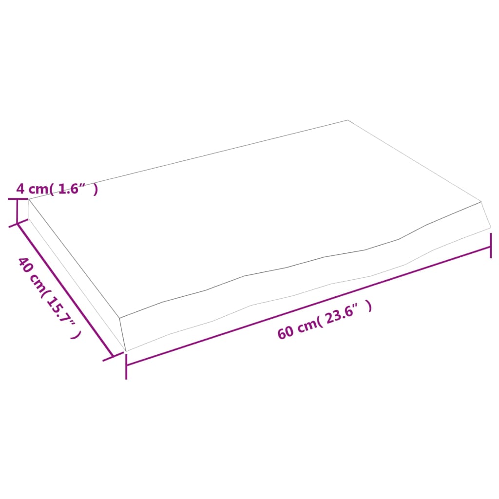 Bordsskiva massiv ek brun 60x40x(2-4) cm