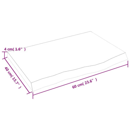 Bordsskiva massiv ek brun 60x40x(2-4) cm