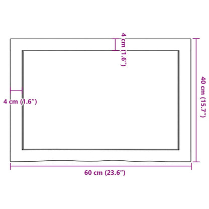 Bordsskiva massiv ek brun 60x40x(2-4) cm