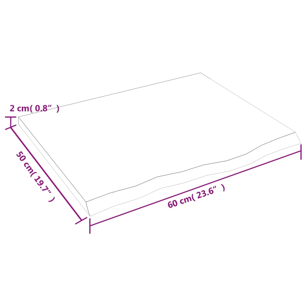 Bordsskiva massiv ek brun 60x50x2 cm