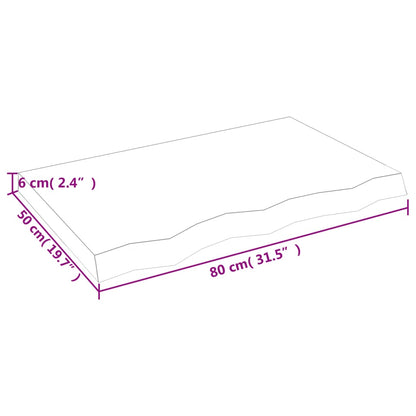 Bordsskiva massiv ek brun 80x50x(2-6) cm