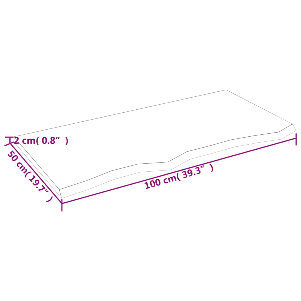 Bordsskiva massiv ek brun 100x50x2 cm