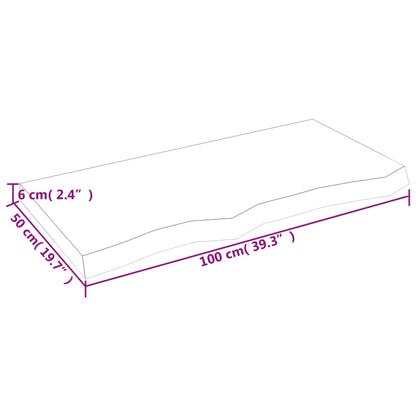 Bordsskiva massiv ek brun 100x50x(2-6) cm