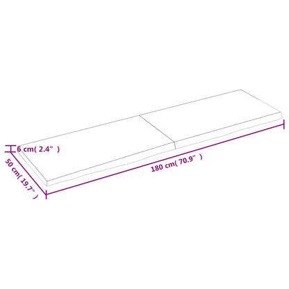 Bordsskiva massiv ek brun 180x50x(2-6) cm