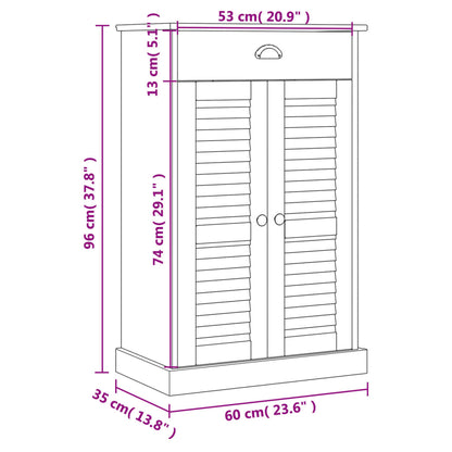 Skoställ Skoskåp vit möbelserie VIGO 60x35x96 cm massiv furu