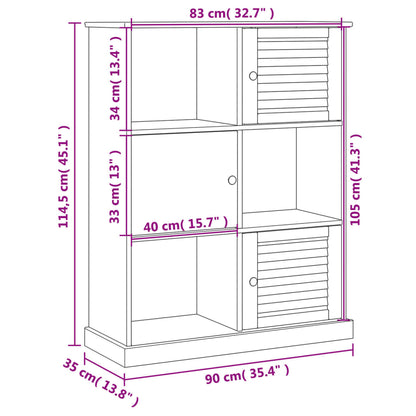 Bokhylla massiv furu natur möbelserie VIGO 90x35x114,5 cm