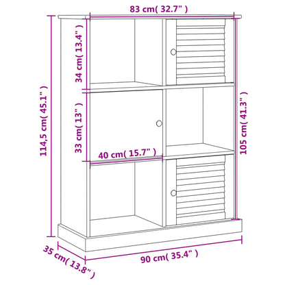 Kirjahyllyn harmaa huonekalusarja VIGO 90x35x114,5 cm massiivimäntyä