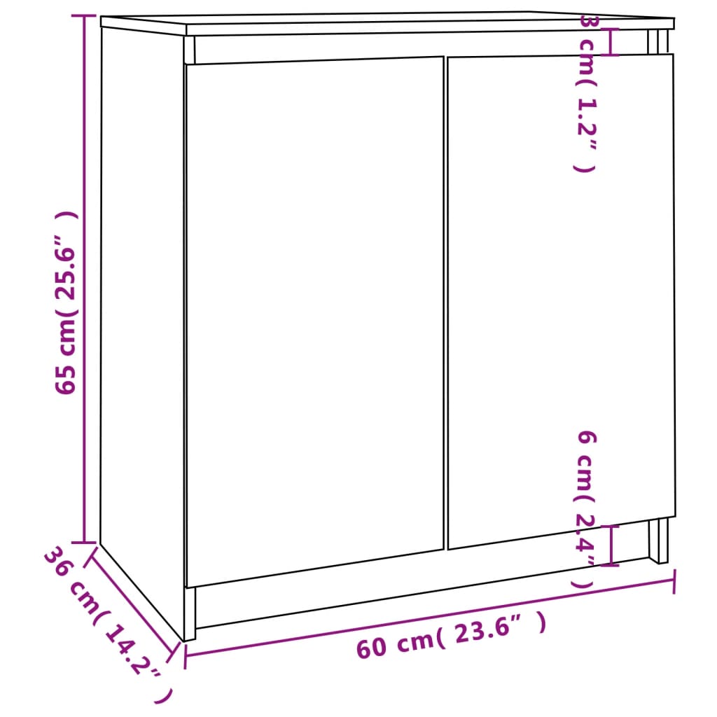 Skåp vit 60x36x65 cm massiv trä furu