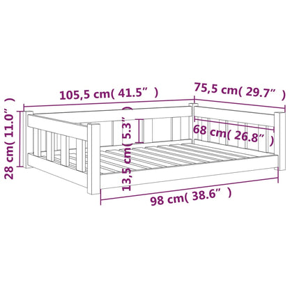 Hundsäng Hundbädd vit 105,5x75,5x28 massiv furu