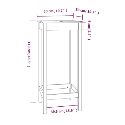 Barbord bistrobord natur massiv furu 50x50x110 cm