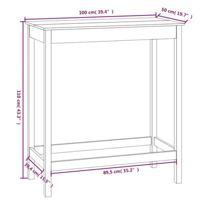 Barbord bistrobord natur massiv furu 100x50x110 cm