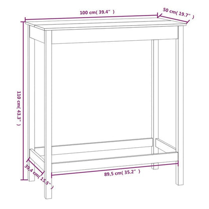 Barbord vit 100x50x110 cm furu