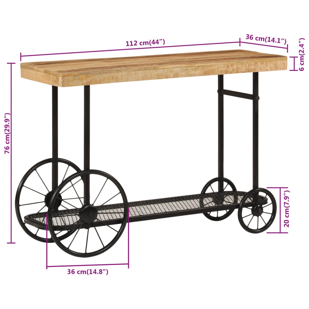 Avlastningsbord konsolbord massiv trä mangoträ 112x36x76 cm