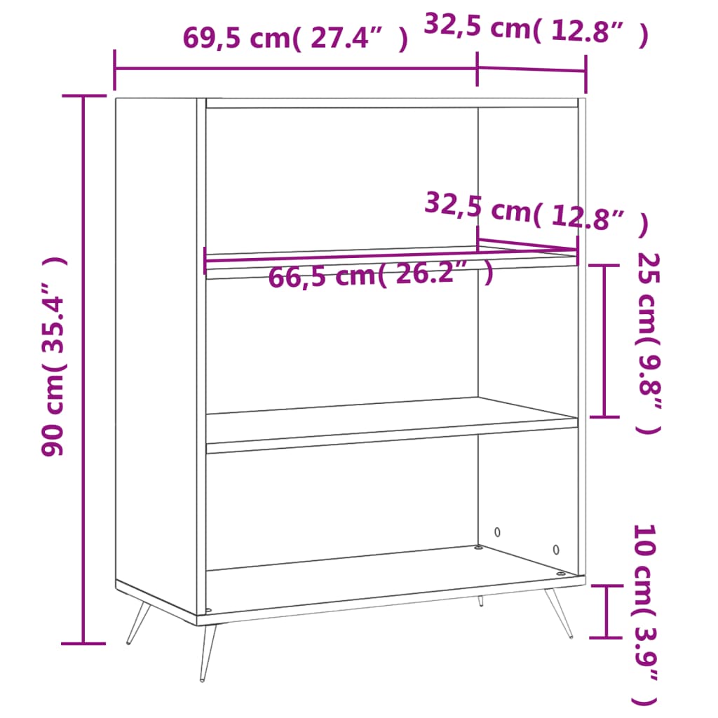 Sonoma tammi kirjahylly 69,5x32,5x90 cm