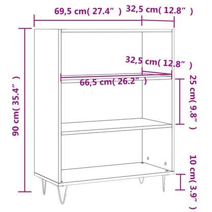 Kirjahylly sonoma harmaa 69,5x32,5x90 cm