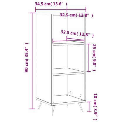 Bokhylla rökfärgad ek 34,5x32,5x90 cm konstruerat trä