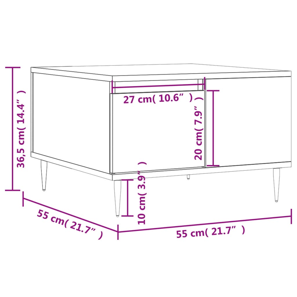 Soffbord vit högglans 55x55x36,5 cm